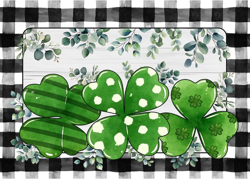 St Patricks Day Stove Top Cover Green Lucky Gas Stove Top Cover for Home Decoration Kitchen Pad Eucalyptus Leaves Non-Stick Washable Cooktop Covers Countertop Protector Keep Stove Clean Black